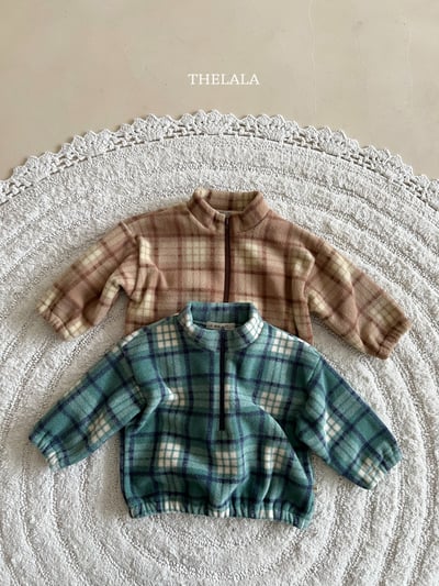 thelala45｜ (1y-6y) 半開襟格紋絨毛上衣6