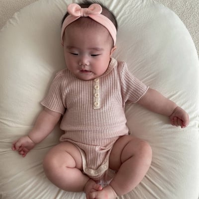 LIME&BLUE04｜(55-80cm)  素色鈕釦包屁衣10