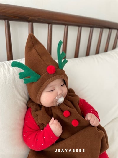 JEAYA02｜(3m-12m) 4色聖誕系列包屁衣含帽子5