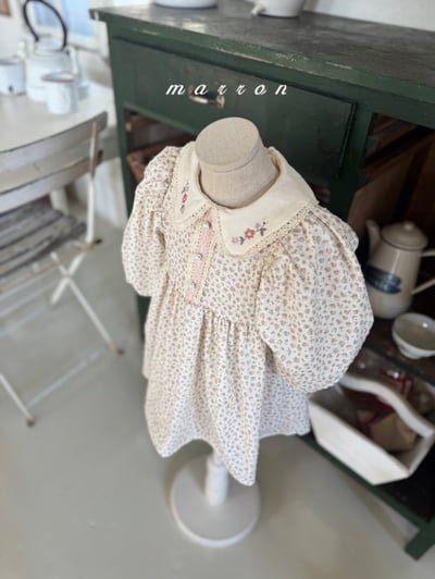 Marron22｜(1y-6y) 花卉刺繡碎花洋裝9