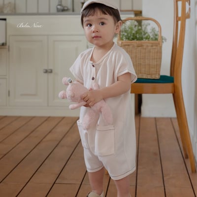 bebe nine41  (6m-24m) 2色樸素鈕釦口袋裝9