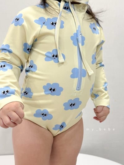 my_bebe01｜(75-105cm) 拉鍊防曬泳衣含泳帽13