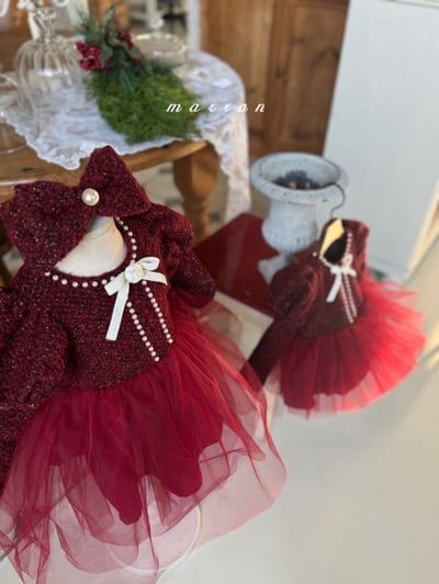 Marron 62｜(1y-6y) 宮廷袖珍珠小香薄紗洋裝6