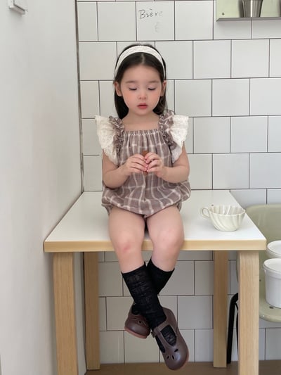 JE33｜(66-120cm) 格紋飛袖包屁衣/洋裝4