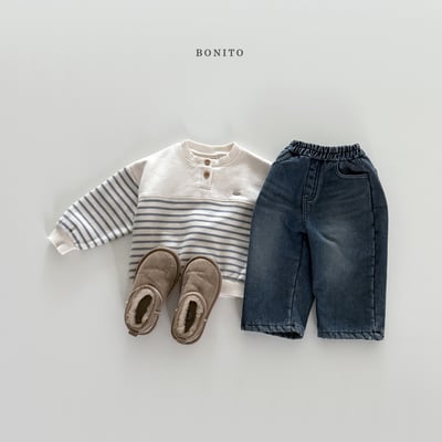 Bonito53｜(75cm-125cm) 金屬標條紋半開襟上衣8