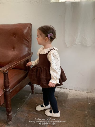 JE582｜(73-100cm) 滾邊翻領上衣/燈芯絨吊帶包屁裙13