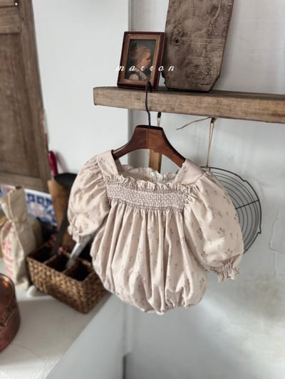 Marron 47｜(3m-18m) 抓週方領碎花包屁衣8