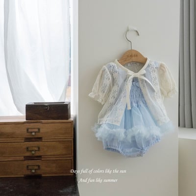 M-KIDS10｜(65-115cm) 短袖開襟綁帶外套2