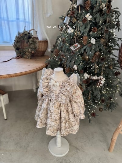 Marron 66｜(1y-6y) 古典碎花荷葉洋裝6