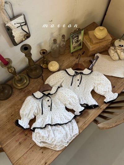 Marron59｜(3m-18m) 點點蕾絲包屁衣7