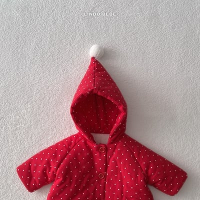 Lindo27｜(3m-18m) 精靈連帽波點夾層棉外套6