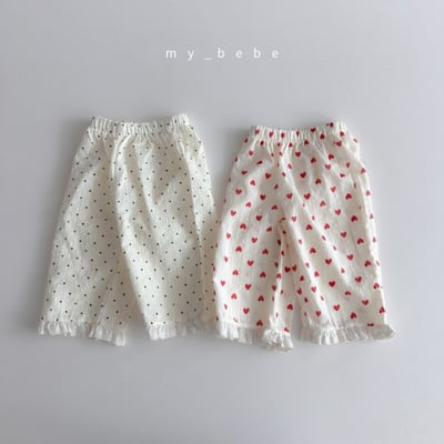 my_bebe30｜(80-120cm) 蕾絲邊直筒長褲1