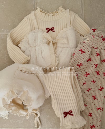 AOSTA08｜(6m-5y) 磨毛蝴蝶蕾絲緊身褲10