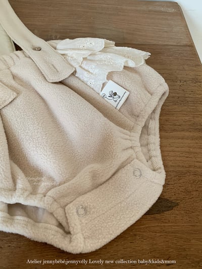 JE 606｜(73-100cm)  絨毛翻領吊帶褲套裝8