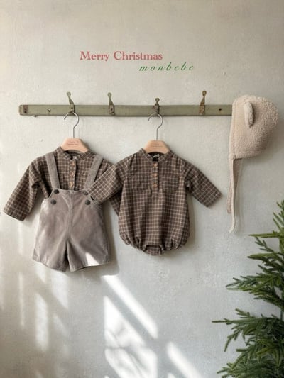 MONBEBE53｜(1y-8y) 立領格紋襯衫3