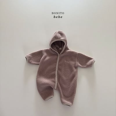 Bonito76｜(3m-18cm) 刷毛排釦連帽連身衣15