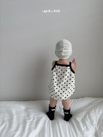 lala land34｜(3m-18m) 2色波點愛心細肩包屁衣12
