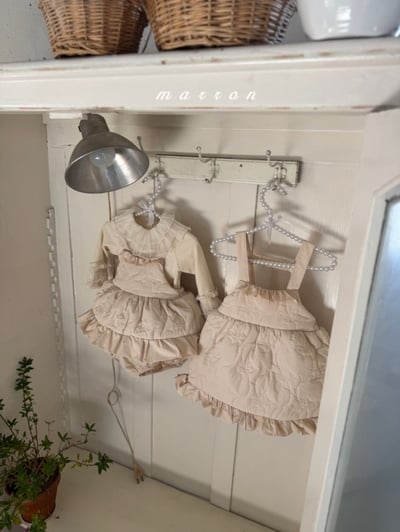 Marron 48｜(3m-18m) 絎縫荷葉肩帶包屁衣9