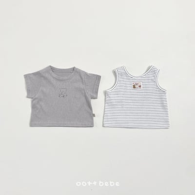 Oottbebe02｜(0m-12m  1y-7y)  素色上衣+條紋背心（兩件組）15
