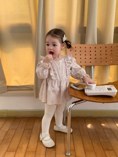 JE619｜(66cm-90cm) 燈芯絨碎花荷葉包屁衣24