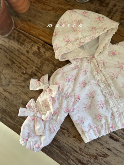 Marron03｜(1y-6y) 碎花蕾絲滾邊連帽外套10