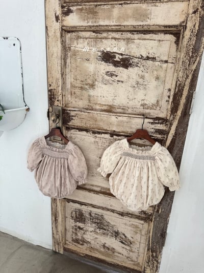 Marron 47｜(3m-18m) 抓週方領碎花包屁衣7