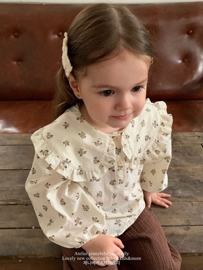 JE576｜(73-100cm) 花邊翻領碎花襯衫/棉紗花邊束口褲8