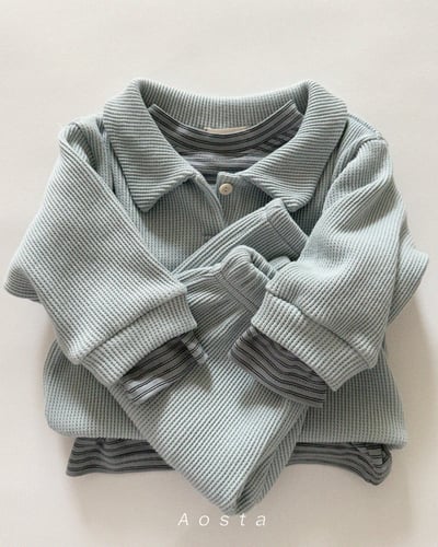 AOSTA33｜(6m-5y) 華夫格縮口長褲9