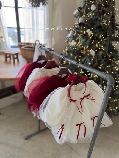 Marron 70｜(1y-6y) 蝴蝶緞帶薄紗蓬蓬洋裝4