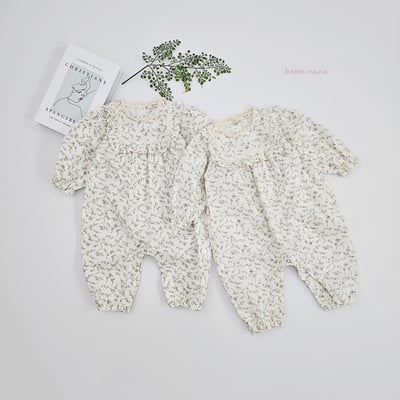 bebe nine23 (65-85) 2色荷葉滾邊領碎花連身衣13