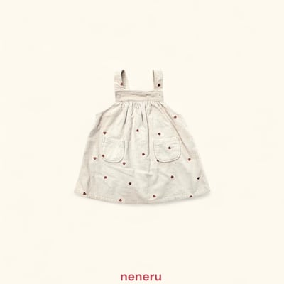 neneru10｜(60cm-85cm) 1色愛心印花燈芯絨吊帶裙2