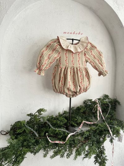 MONBEBE30｜(3m-24m) 聖誕花卉荷葉領包屁衣12