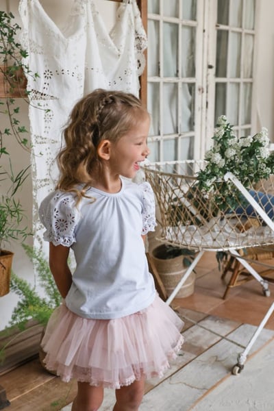 FLO19｜(75-140) 鏤空泡泡袖上衣4