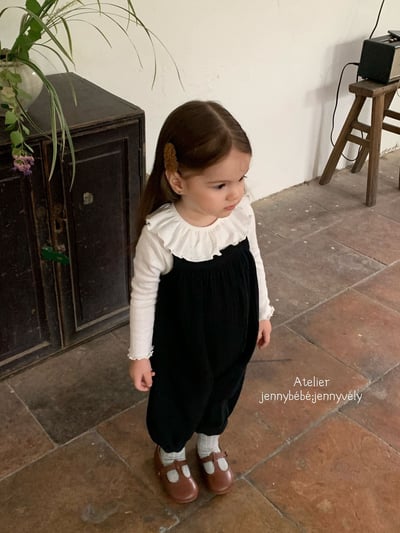 JE566｜(73-100cm) 百搭荷葉領上衣/棉紗吊帶褲9