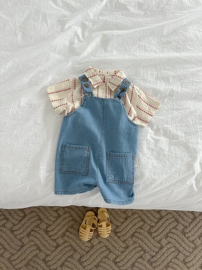 MiniRobe48｜(70-110) 簡約吊帶牛仔褲3