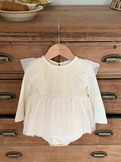 JE021｜(66cm-90cm) 蕾絲花紋薄紗包屁衣含帽子23