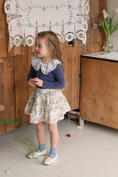 FLO42｜(75-140) 3色蕾絲翻領上衣1