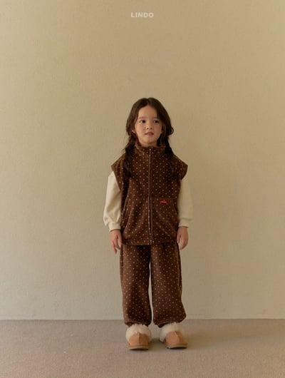 Lindo63｜(80cm-125cm) 波點磨毛休閒縮口褲12