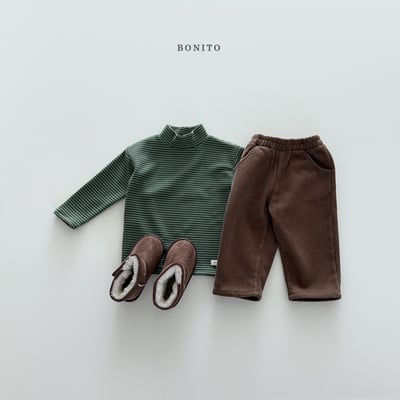 Bonito50｜(75cm-125cm) 條紋中高領上衣4