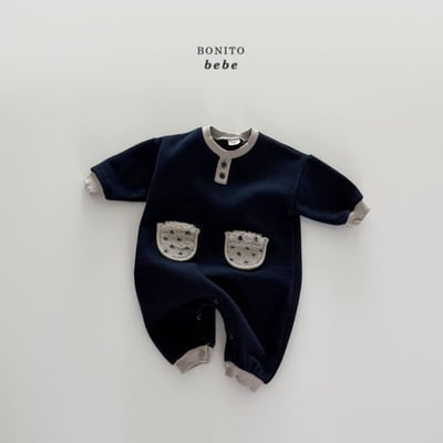 Bonito57｜(3m-18cm) 撞色口袋連身衣2