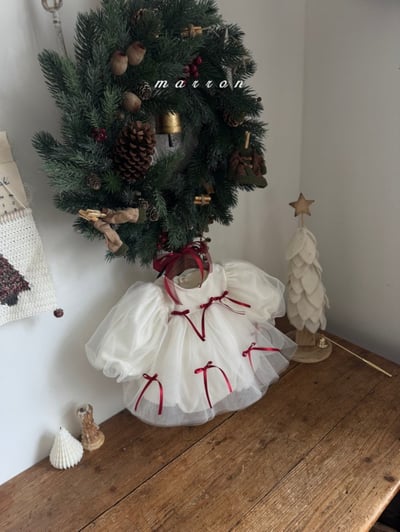 Marron 69｜(3m-18m) 蝴蝶緞帶薄紗蓬蓬裙包屁衣10