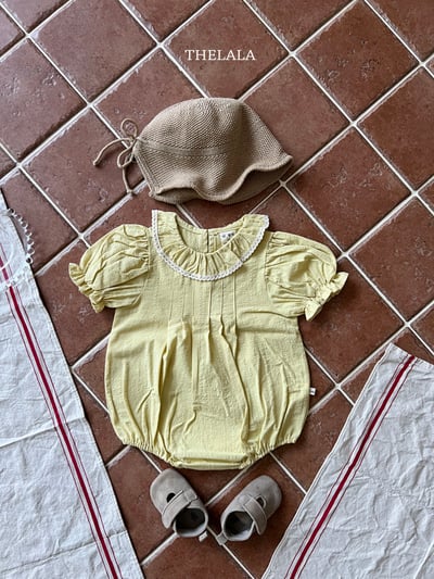 thelala50｜ (0m-18m) 滾邊荷葉領公主袖包屁衣9