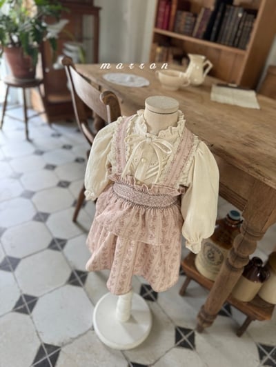 Marron 31｜(1y-6y) 法式古典蕾絲緞帶襯衫7