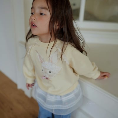 neneru25｜(70cm-125cm) 2色蕾絲小兔印花休閒上衣11