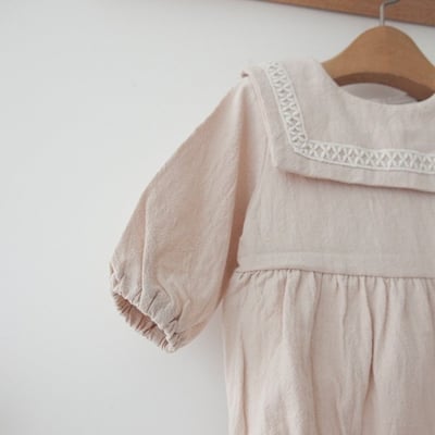 LEMONADE21｜(55cm-85cm) 2色滾邊翻領包屁衣含帽子11