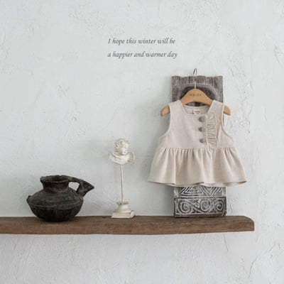 M-KIDS34｜(65-115cm) 2色磨毛荷葉背心5