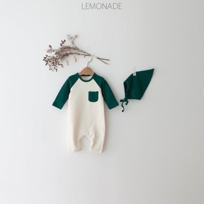 LEMONADE47｜(55cm-85cm) 3色撞色口袋連身包屁衣含帽子22