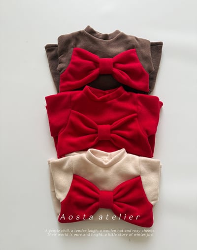 AOSTA26｜(6m-5y) 冬季磨毛蝴蝶結洋裝2