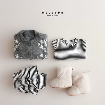 my_bebe02｜(-12m-7y) 條紋蝴蝶結捲邊上衣15