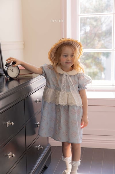 M-KIDS12｜(65-115cm) 歐式碎花滾邊洋裝10